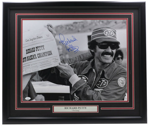 Richard Petty Signed Framed 16x20 Nascar Newspaper Photo JSA Hologram