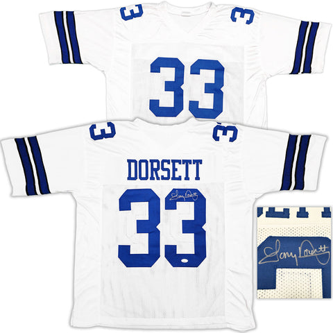 DALLAS COWBOYS TONY DORSETT AUTOGRAPHED WHITE FOOTBALL JERSEY JSA STOCK #228103