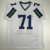 Autographed/Signed WALTER JONES HOF 14 Seattle White Football Jersey JSA COA