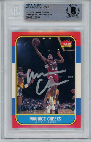 Maurice Cheeks Autographed 1986 Fleer #16 Card Beckett 43955