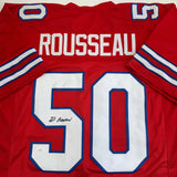 Autographed/Signed Greg Rousseau Buffalo Red Football Jersey JSA COA