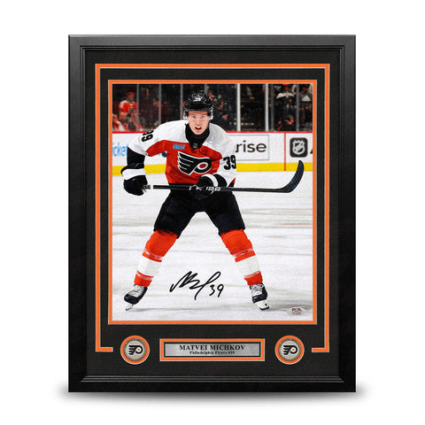 Matvei Michkov in Action Philadelphia Flyers Autographed 11x14 Framed Photo PSA