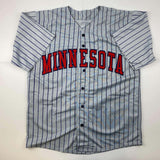 Autographed/Signed Johan Santana Minnesota Grey Pinstripe Jersey PSA/DNA COA