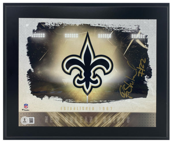 Rashid Shaheed Autographed New Orleans Saints Team Logo Plaque Beckett