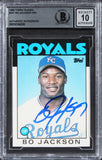 Royals Bo Jackson Signed 1986 Topps Traded #50T Rookie Card Auto 10! BAS Slabbed