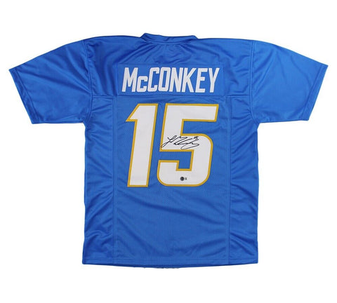 Ladd McConkey Signed Los Angeles Custom Blue Jersey