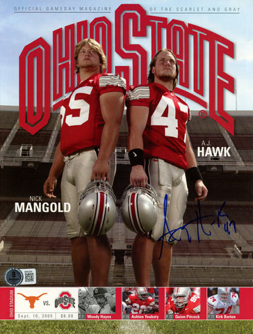 AJ Hawk Autographed 9/10/2005 Ohio State Magazine Beckett 47479