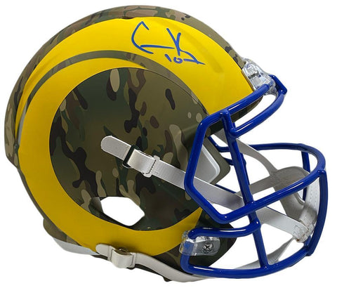 COOPER KUPP Autographed Los Angeles Rams Camo Full Size Speed Helmet FANATICS