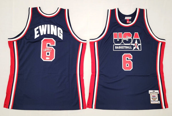 Patrick Ewing Signed Knicks NBA 1992 USA Dream Team M&N Authentic Jersey BAS