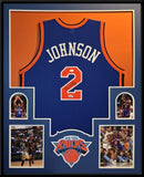 FRAMED NEW YORK KNICKS LARRY JOHNSON AUTOGRAPHED JERSEY JSA COA