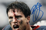 Brian Cushing Autographed 8x10 B&W Bloody Face Color *Blue Photo- JSA W Auth