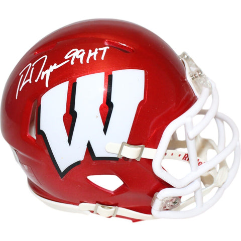 Ron Dayne Autographed/Signed Wisconsin Badgers Mini Helmet 99 HT Beckett 46948