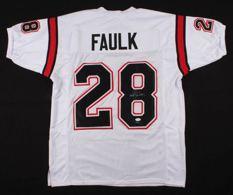 Marshall Faulk Signed San Diego State Aztecs White Jersey (JSA COA) Rams HOF RB