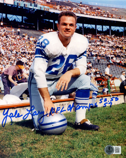 Yale Lary Signed Detroit Lions 8x10 Photo NFL Champs Beckett 45763