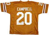 TEXAS LONGHORNS EARL CAMPBELL AUTOGRAPHED ORANGE JERSEY BECKETT BAS QR 229044