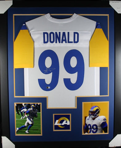 AARON DONALD (Rams white TOWER) Signed Autographed Framed Jersey Beckett