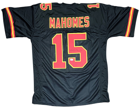 KANSAS CITY CHIEFS PATRICK MAHOMES SIGNED AUTOGRAPHED #15 BLACK JERSEY BECKETT