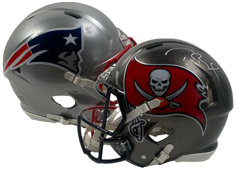 TOM BRADY Autographed Patriots / Buccaneers Split Authentic Helmet FANATICS