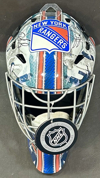 Igor Shesterkin & Henrik Lundqvist Signed Rangers Goalie Mask Auto Fanatics Coa