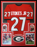 FRAMED GEORGIA BULLDOGS ERIC STOKES JR AUTOGRAPHED SIGNED JERSEY JSA COA