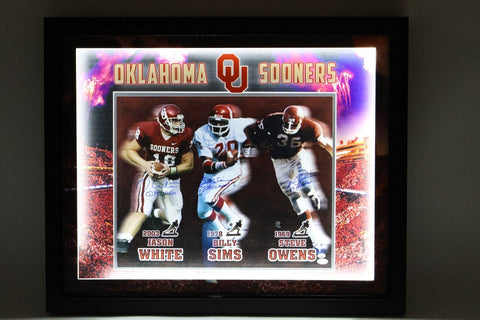 Oklahoma Sooners Heisman Winners Signed 16x20 Photo Lighted Shadowbox Beckett