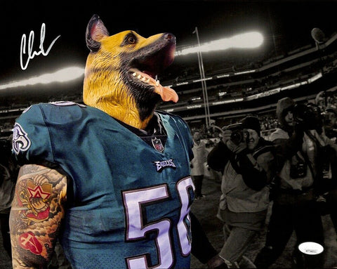 Chris Long Signed Philadelphia Eagles 11x14 Underdog Mask Photo JSA ITP