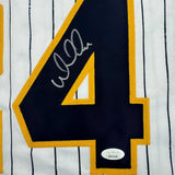 Autographed/Signed William Contreras Milwaukee Pinstripe Baseball Jersey JSA COA