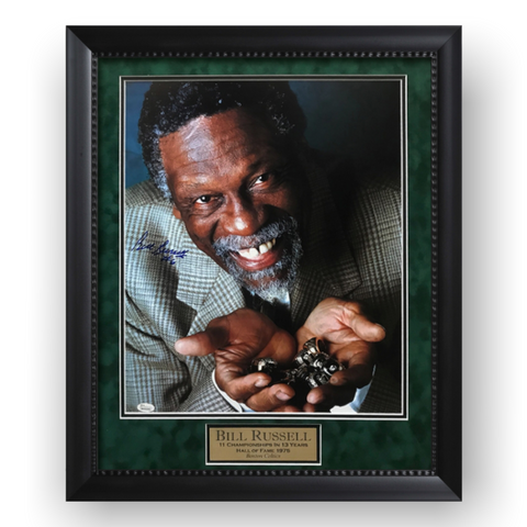 Bill Russell Signed Autographed 16x20 Photo Framed to 20x24 JSA