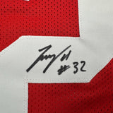 Autographed/Signed Treyveon Henderson Ohio State Red Jersey Beckett BAS COA