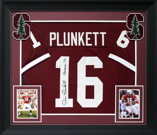 Stanford Jim Plunkett "Heisman 70" Authentic Signed Red Framed Jersey BAS Wit