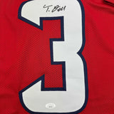 Framed Autographed/Signed Tank Dell 35x39 Houston Red Football Jersey BAS COA