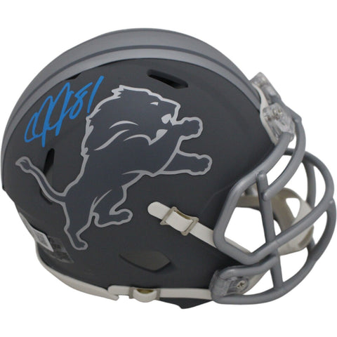 Calvin Johnson Autographed/Signed Detroit Lions Slate Mini Helmet Beckett 47637