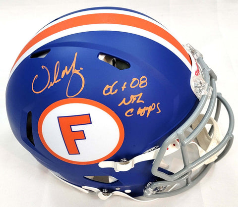 Urban Meyer Signed Florida Gators Blue Authentic Helmet W/Natl Champs Beckett