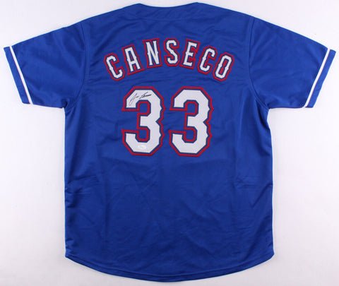 Jose Canseco Signed Rangers Blue Alternate Jersey (JSA) 2xWorld Series Champion