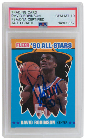 David Robinson Signed 1990 Fleer All-Star Sticker Card #10 - (PSA - Auto 10)