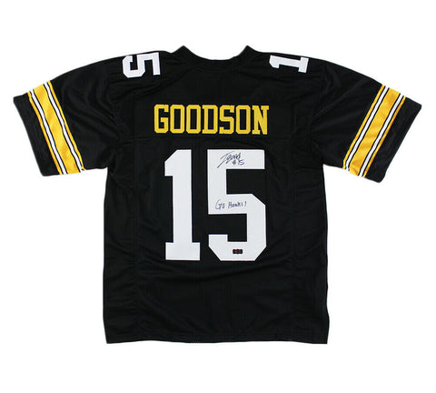 Tyler Goodson Signed Iowa Custom Black Jersey-Go Hawks