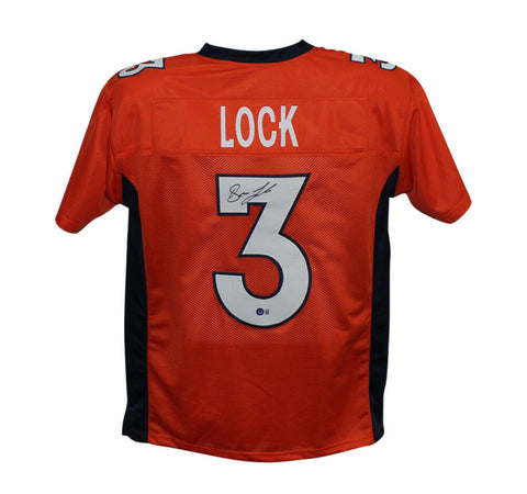Drew Lock Autographed/Signed Pro Style Orange XL Jersey Beckett BAS 33706