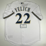 Autographed/Signed CHRISTIAN YELICH Milwaukee Brewers White Jersey Steiner COA