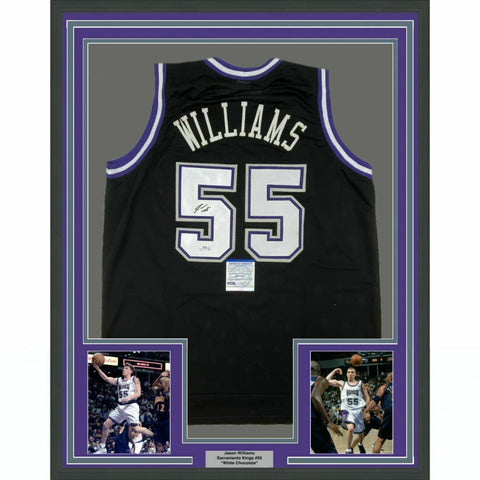 FRAMED Autographed/Signed JASON WILLIAMS 33x42 Sacramento Black Jersey PSA COA