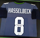 SEAHAWKS MATT HASSELBECK AUTOGRAPHED SIGNED FRAMED BLUE JERSEY MCS HOLO 123639