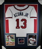 RONALD ACUNA (Braves white TOWER) Signed Autographed Framed Jersey JSA