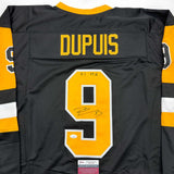 Autographed/Signed Pascal Dupuis Pittsburgh Black Hockey Jersey JSA COA