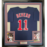 Framed Autographed/Signed Rafael Devers 33x42 Boston Blue Jersey JSA COA