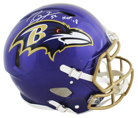 Ravens Ray Lewis HOF 18 Signed Flash Full Size Speed Proline Helmet BAS Witness