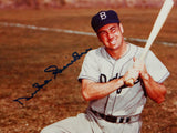 Duke Snider Signed Dodgers 8x10 Kneeling Holding Bat Up Photo- JSA Auth *Blue