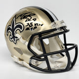 DREW BREES AUTOGRAPHED SIGNED NEW ORLEANS SAINTS MINI HELMET BECKETT W/ SB XLIV