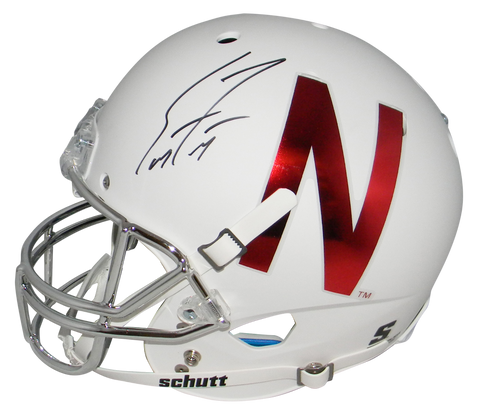 SCOTT FROST SIGNED NEBRASKA CORNHUSKERS MATTE WHITE FULL SIZE HELMET BECKETT