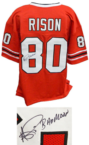 ANDRE RISON Atlanta Falcons Signed Red Throwback Jersey w/Bad Moon - SCHWARTZ