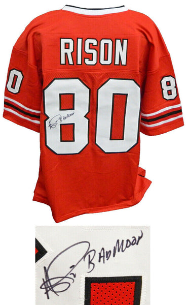 ANDRE RISON Atlanta Falcons Signed Red Throwback Jersey w/Bad Moon - SCHWARTZ