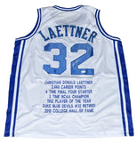 CHRISTIAN LAETTNER SIGNED DUKE BLUE DEVILS #32 WHITE STAT JERSEY JSA